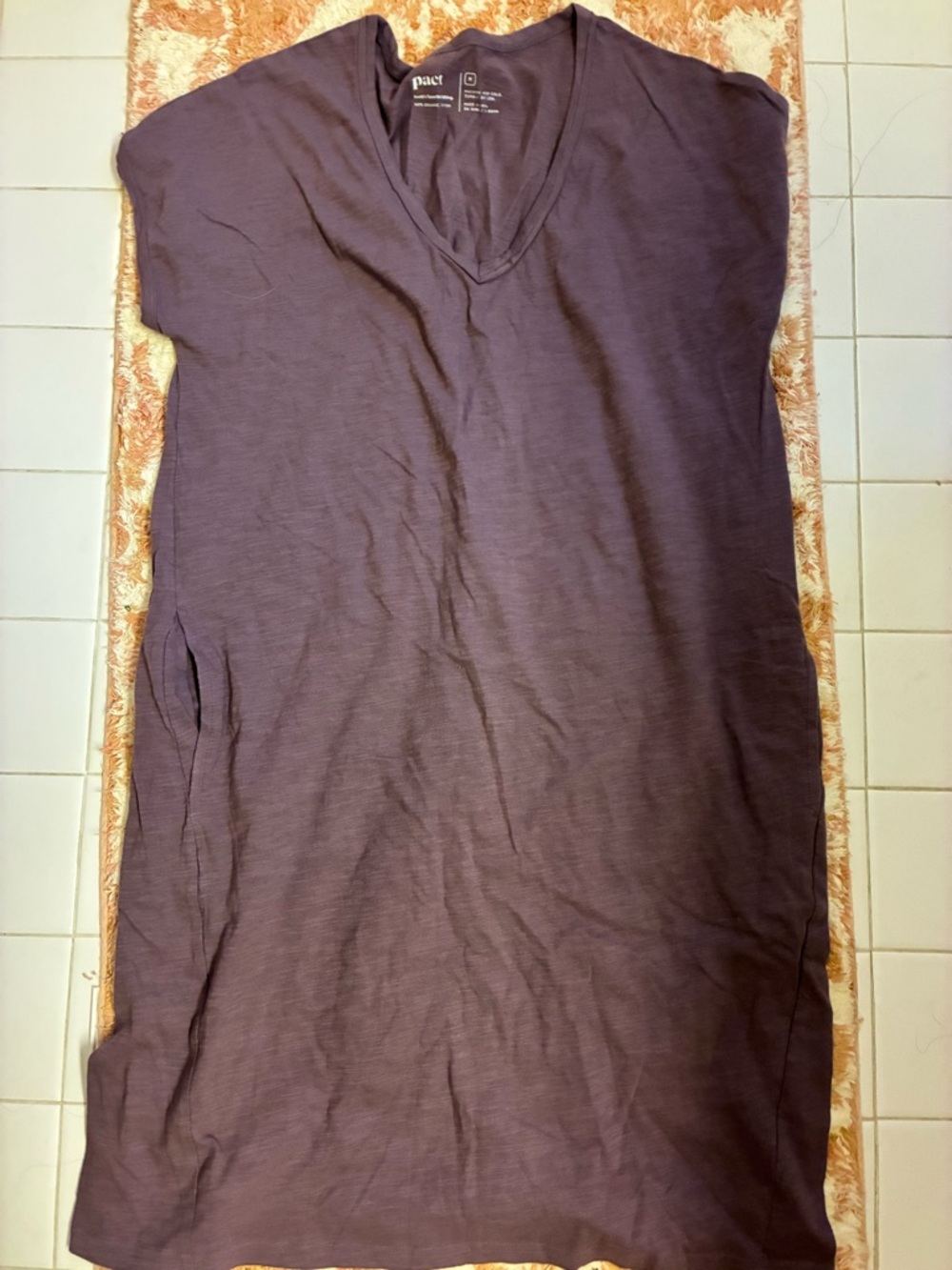 Pact V-Neck Tee Dress in Plum